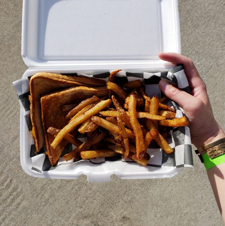 Kids Grilled Cheese and Fries from Nan's Porch Food Truck at D9 Brewing Company Summer Concert Series in Cornelius, NC