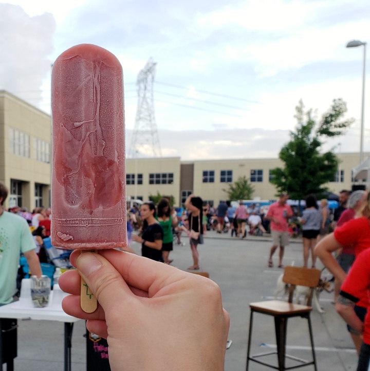 Strawberry Lemonade Popsicle from King of Pops Charlotte at D9 Brewing Company's Summer Concert Series in Cornelius, NC