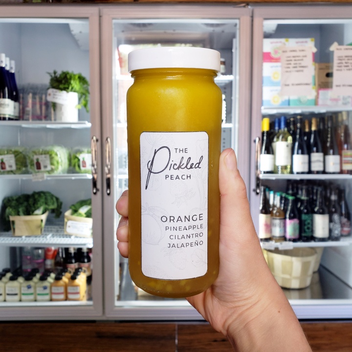 Orange, pineapple, cilantro and jalapeño cold-pressed juice at the Pickled Peach in Davidson, NC