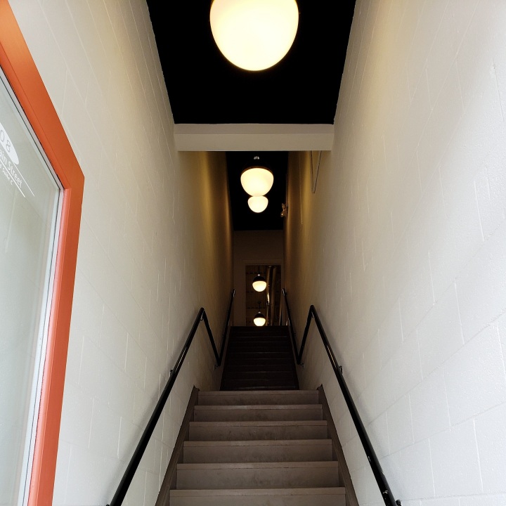 Staircase to The Gallery, off of Main Street in Davidson, NC