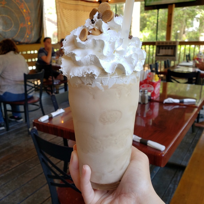 The Nutty Cup at BisQit in the Hammock Shops Village, Pawley's Island SC (vanilla ice cream, chocolate chips, peanut butter, chocolate syrup, and Frangelico)