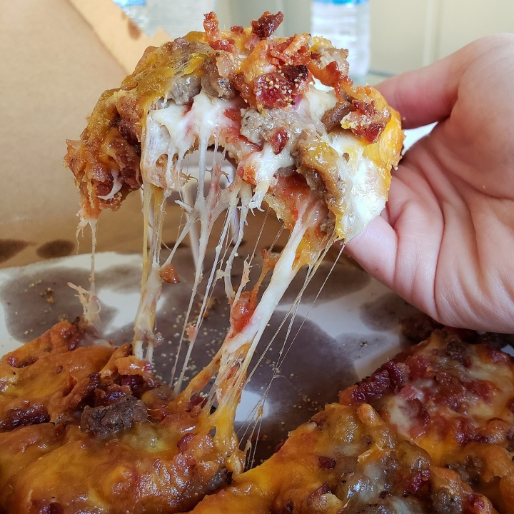 Bacon Cheddar Cheeseburger Pizza from Massey's Pizza in Pawley's Island, SC